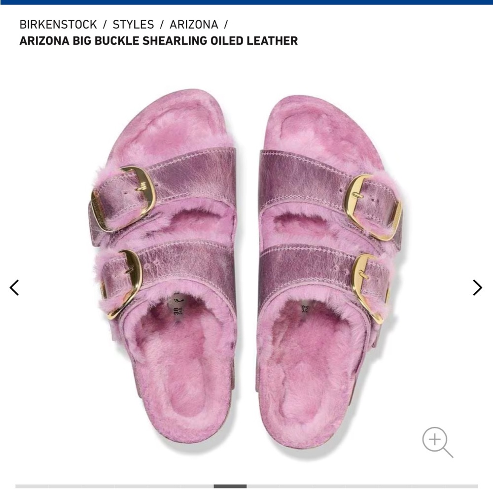 NWT 🌟Birkenstock Arizona Big Buckle Shearling Sandals - Pinkish Lavender Sz. 38